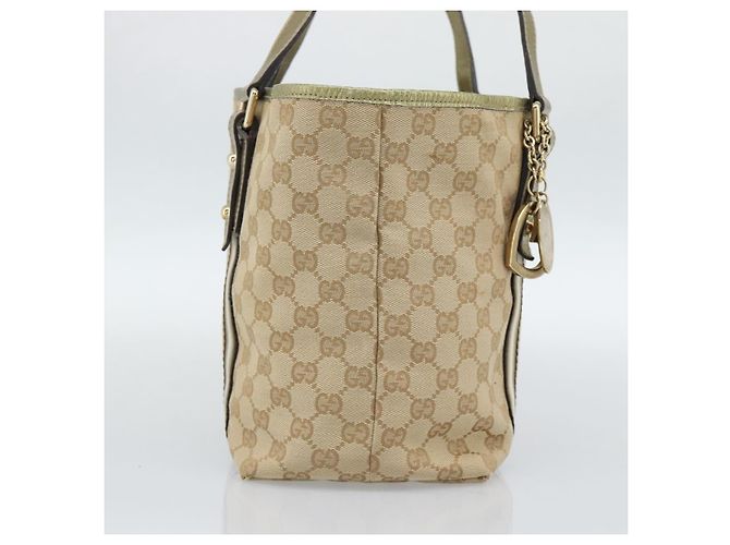 Borsa GUCCI GG Canvas Sherry Line Beige Oro 137396 Auth 186595 D'oro - vista 3