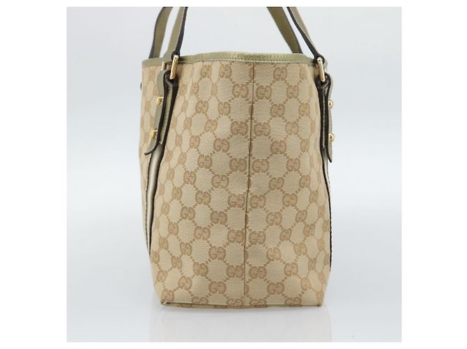 Borsa GUCCI GG Canvas Sherry Line Beige Oro 137396 Auth 186595 D'oro - vista 4