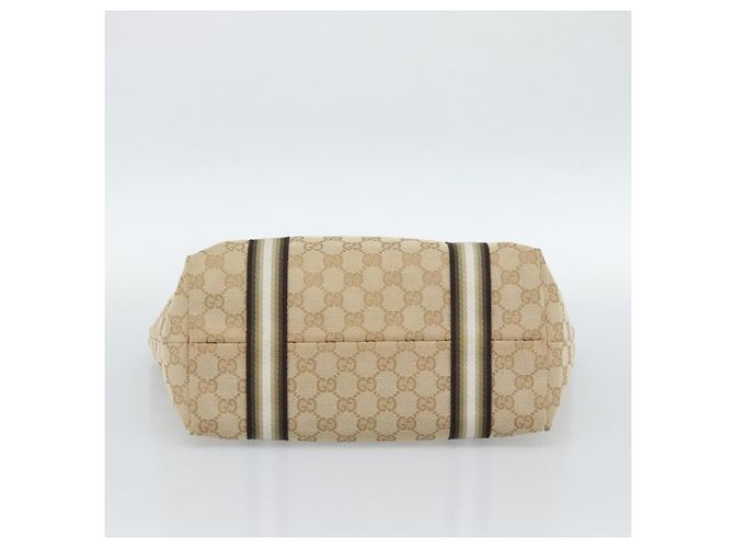 Borsa GUCCI GG Canvas Sherry Line Beige Oro 137396 Auth 186595 D'oro - vista 5