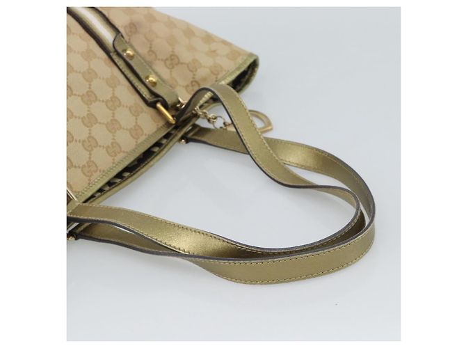 Borsa GUCCI GG Canvas Sherry Line Beige Oro 137396 Auth 186595 D'oro - vista 7