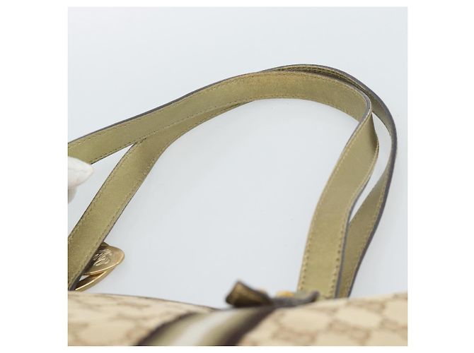 Borsa GUCCI GG Canvas Sherry Line Beige Oro 137396 Auth 186595 D'oro - vista 8