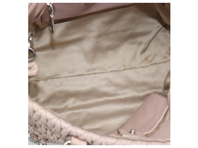 Borsa a tracolla 2way Miu Miu Matelasse Chain in pelle Rosa Argento Auth 188727 - vista 11