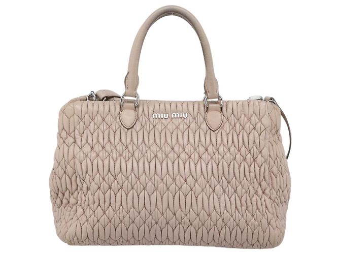 Borsa a tracolla 2way Miu Miu Matelasse Chain in pelle Rosa Argento Auth 188727 - vista 13