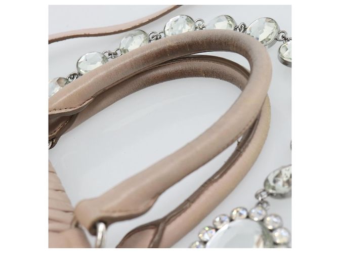 Borsa a tracolla 2way Miu Miu Matelasse Chain in pelle Rosa Argento Auth 188727 - vista 14