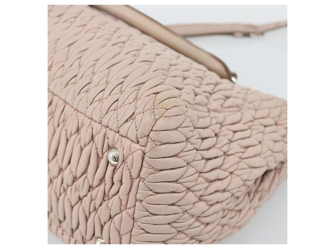 Borsa a tracolla 2way Miu Miu Matelasse Chain in pelle Rosa Argento Auth 188727 - vista 17