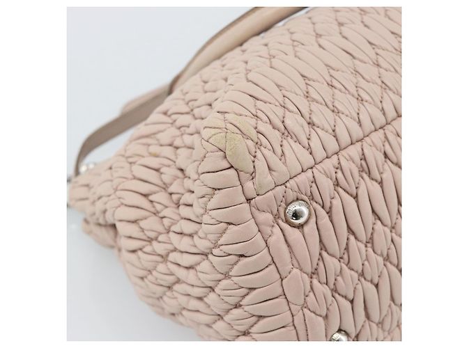 Borsa a tracolla 2way Miu Miu Matelasse Chain in pelle Rosa Argento Auth 188727 - vista 18