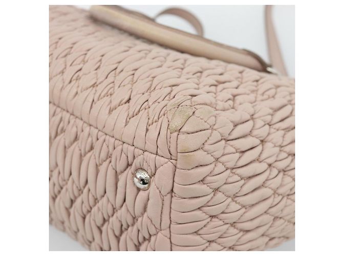 Borsa a tracolla 2way Miu Miu Matelasse Chain in pelle Rosa Argento Auth 188727 - vista 19