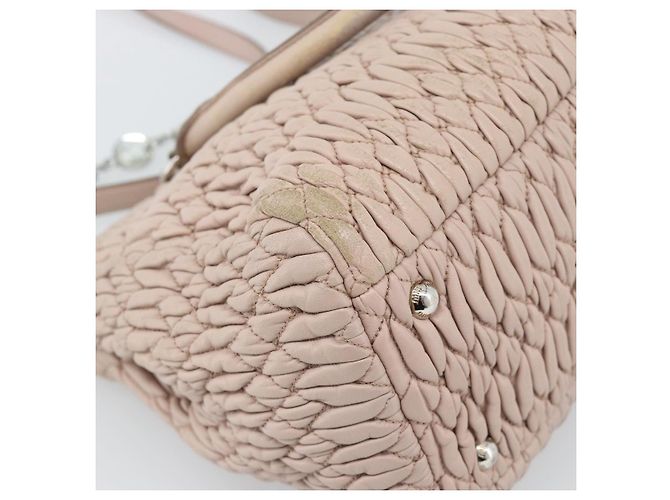 Borsa a tracolla 2way Miu Miu Matelasse Chain in pelle Rosa Argento Auth 188727 - vista 20