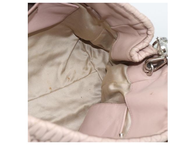 Borsa a tracolla 2way Miu Miu Matelasse Chain in pelle Rosa Argento Auth 188727 - vista 22