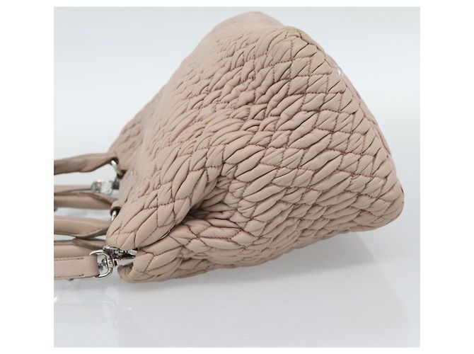 Borsa a tracolla 2way Miu Miu Matelasse Chain in pelle Rosa Argento Auth 188727 - vista 3