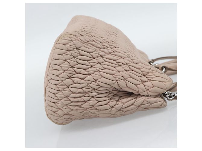Borsa a tracolla 2way Miu Miu Matelasse Chain in pelle Rosa Argento Auth 188727 - vista 4