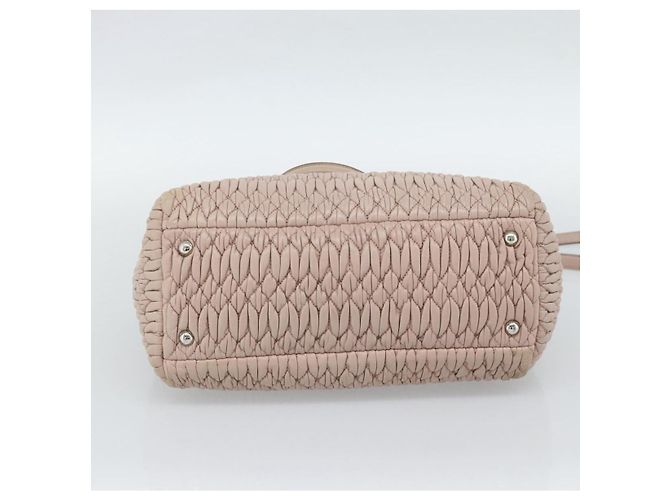 Borsa a tracolla 2way Miu Miu Matelasse Chain in pelle Rosa Argento Auth 188727 - vista 5