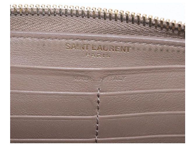 SAINT LAURENT Long Wallet Leather Brown Gold Auth bs35724 Marrone D'oro - vista 10
