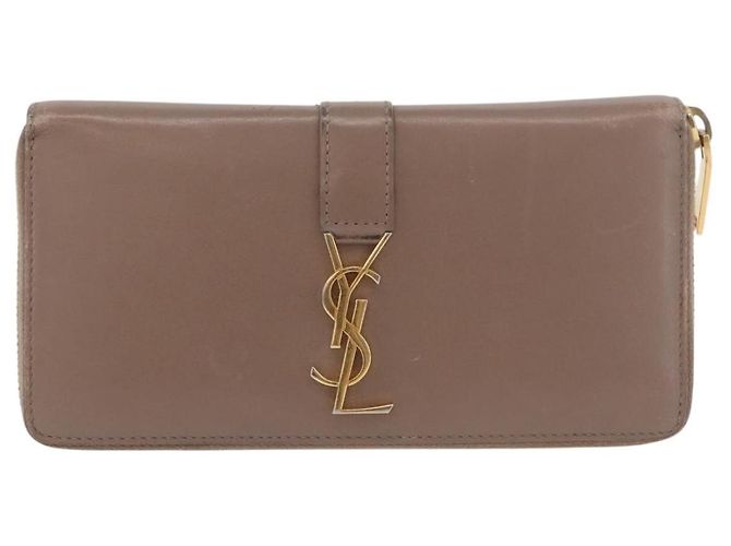 SAINT LAURENT Long Wallet Leather Brown Gold Auth bs35724 Marrone D'oro - vista 13