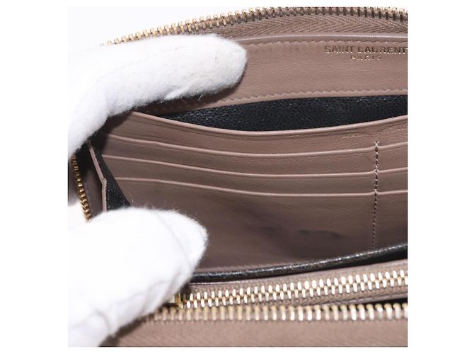 SAINT LAURENT Long Wallet Leather Brown Gold Auth bs35724 Marrone D'oro - vista 19