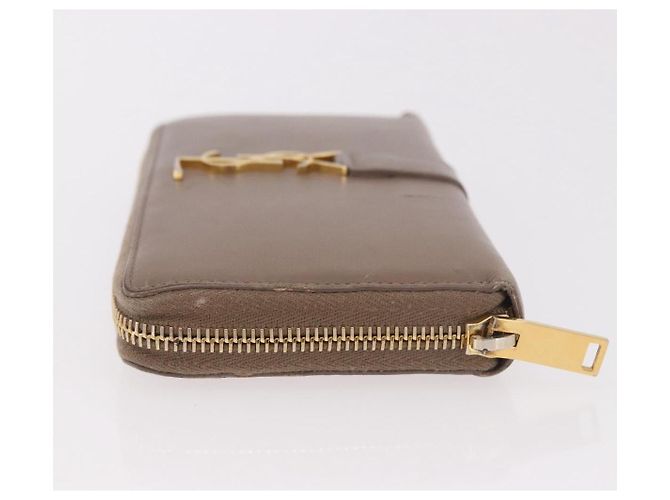 SAINT LAURENT Long Wallet Leather Brown Gold Auth bs35724 Marrone D'oro - vista 3