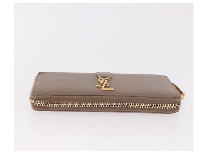 SAINT LAURENT Long Wallet Leather Brown Gold Auth bs35724 Marrone D'oro - vista 6
