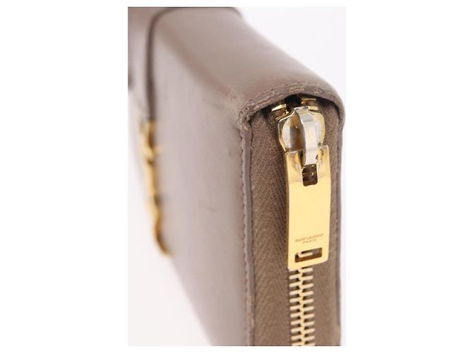 SAINT LAURENT Long Wallet Leather Brown Gold Auth bs35724 Marrone D'oro - vista 8