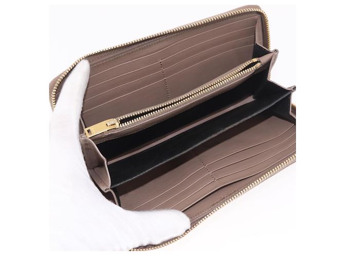SAINT LAURENT Long Wallet Leather Brown Gold Auth bs35724 Marrone D'oro - vista 9