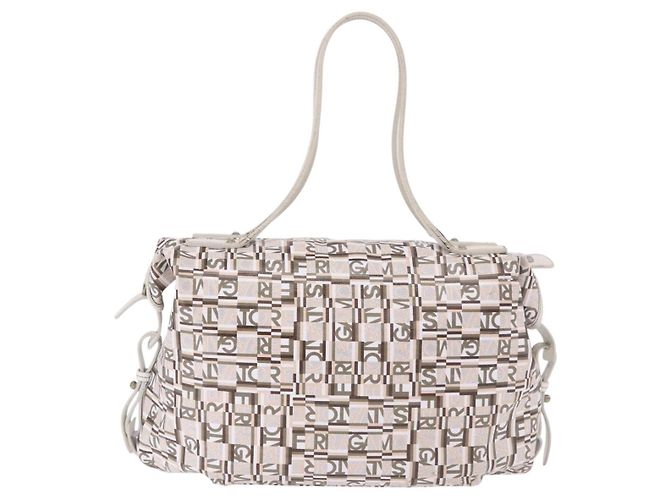 Borsa Salvatore Ferragamo in PVC e pelle bianco argento Auth bs35706 - vista 2