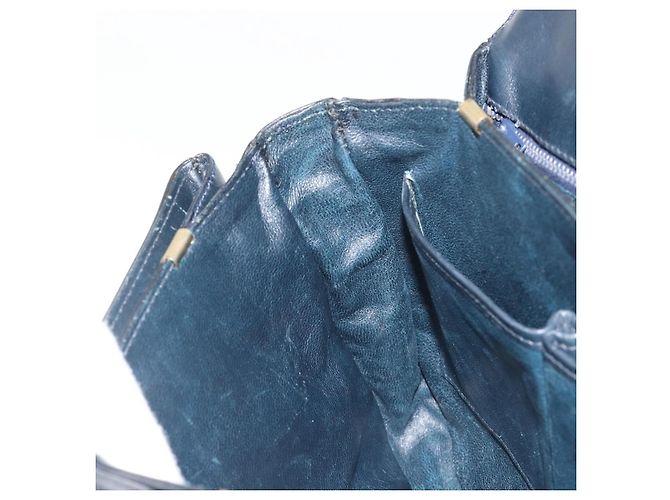 Céline Borsa a tracolla CELINE in pelle blu navy e oro Auth mr2557A D'oro - vista 20
