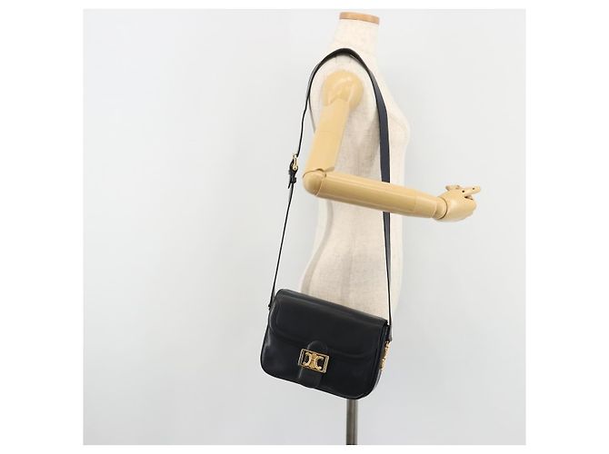 Céline Borsa a tracolla CELINE in pelle blu navy e oro Auth mr2557A D'oro - vista 24