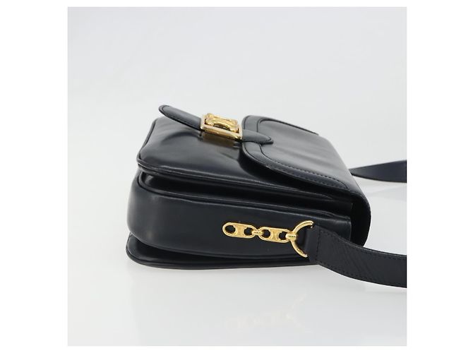 Céline Borsa a tracolla CELINE in pelle blu navy e oro Auth mr2557A D'oro - vista 3