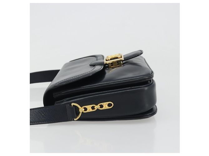 Céline Borsa a tracolla CELINE in pelle blu navy e oro Auth mr2557A D'oro - vista 4