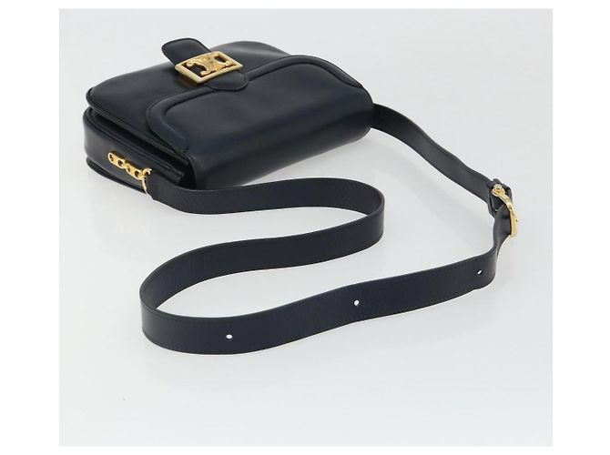 Céline Borsa a tracolla CELINE in pelle blu navy e oro Auth mr2557A D'oro - vista 7
