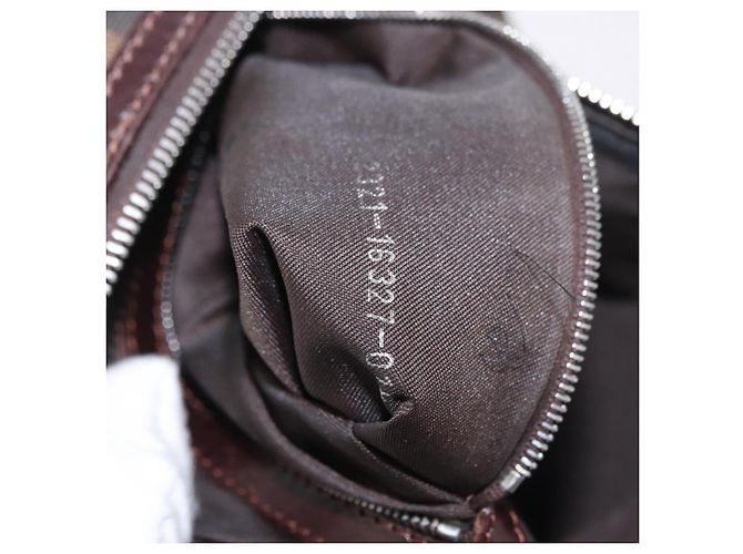 Bolsa de Mão FENDI Zucca Canvas Preto Marrom Auth 189065 - vista 12