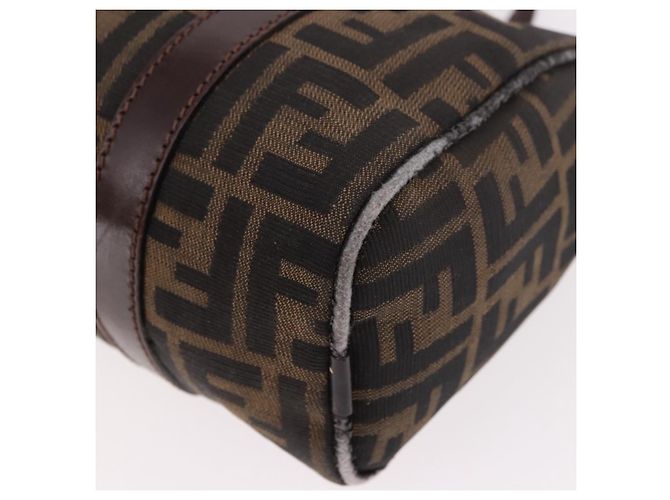 Bolsa de Mão FENDI Zucca Canvas Preto Marrom Auth 189065 - vista 14