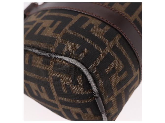 Bolsa de Mão FENDI Zucca Canvas Preto Marrom Auth 189065 - vista 15