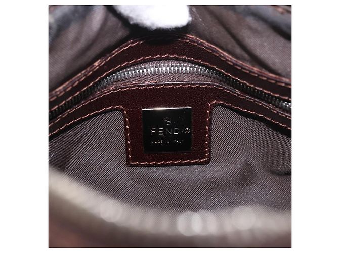 Bolsa de Mão FENDI Zucca Canvas Preto Marrom Auth 189065 - vista 17