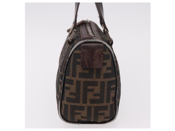 Bolsa de Mão FENDI Zucca Canvas Preto Marrom Auth 189065 - vista 3
