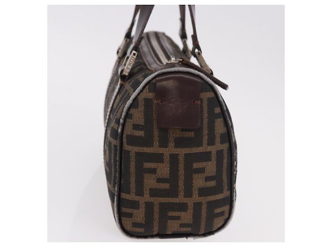 Bolsa de Mão FENDI Zucca Canvas Preto Marrom Auth 189065 - vista 4