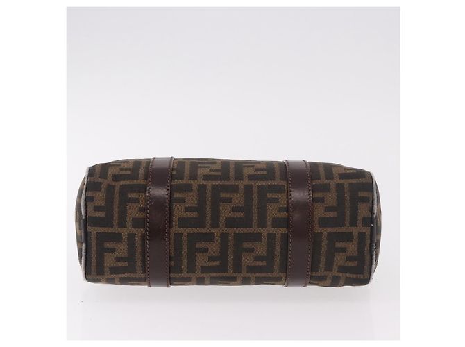 Bolsa de Mão FENDI Zucca Canvas Preto Marrom Auth 189065 - vista 5