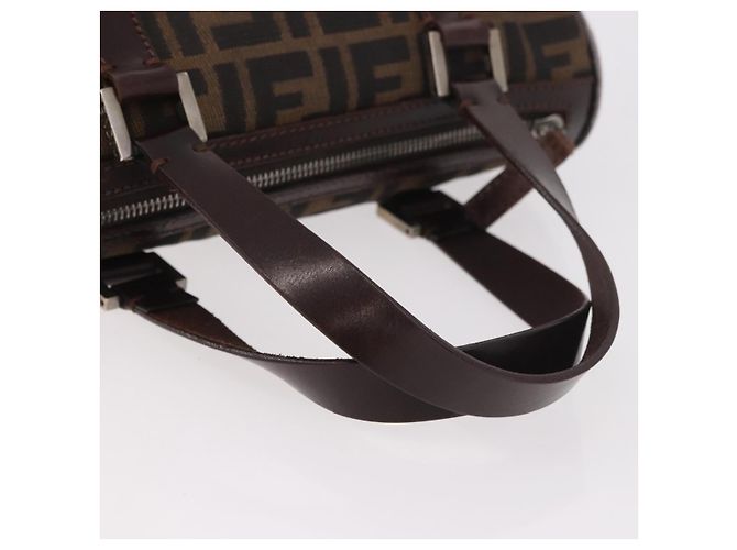 Bolsa de Mão FENDI Zucca Canvas Preto Marrom Auth 189065 - vista 7