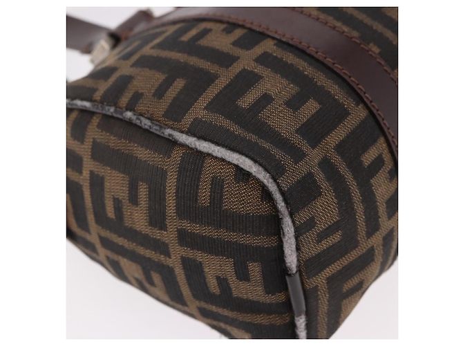 Bolsa de Mão FENDI Zucca Canvas Preto Marrom Auth 189065 - vista 9