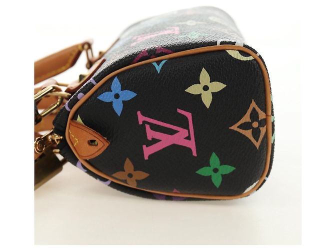 LOUIS VUITTON Monogram Multicolor Mini Speedy Bag Black M92644 Auth 185809SAM Nero - vista 3