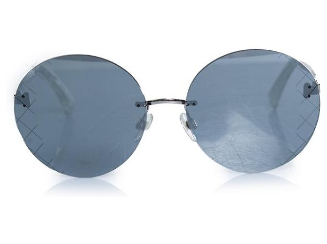 Chanel, gafas de sol redondas de espejo Negro Plata - vista 2