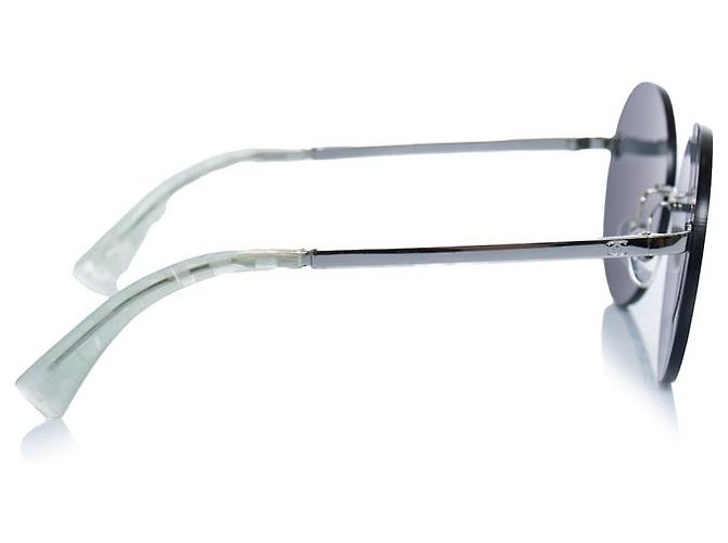 Chanel, gafas de sol redondas de espejo Negro Plata - vista 3