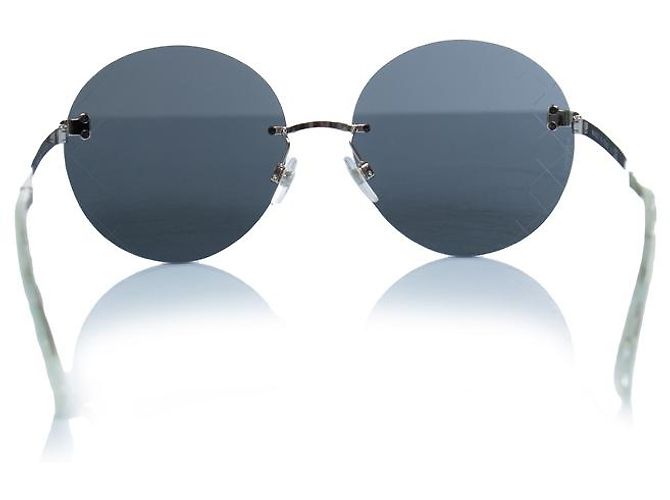 Chanel, gafas de sol redondas de espejo Negro Plata - vista 4