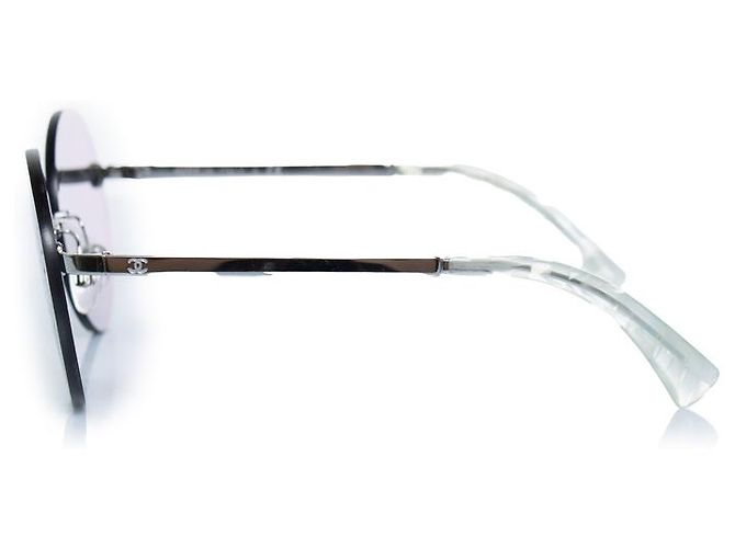 Chanel, gafas de sol redondas de espejo Negro Plata - vista 5