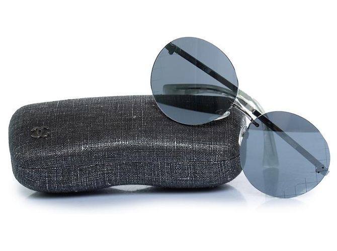 Chanel, gafas de sol redondas de espejo Negro Plata - vista 6