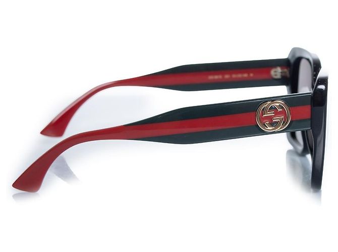 Gucci, gafas de sol oversized con web Negro Roja Verde - vista 3