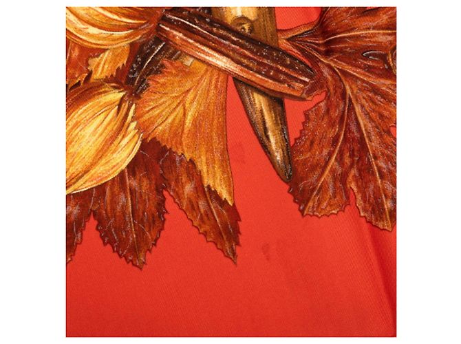 Sciarpa Hermès Carré 90 CITROUILLES ET COLOQUINTES Arancione - vista 9