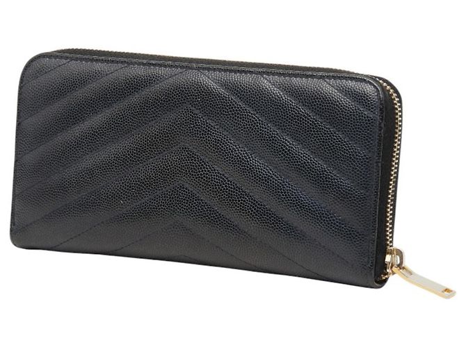 Portafoglio lungo con zip rotonda e logo monogramma YSL Saint Laurent Nero - vista 2