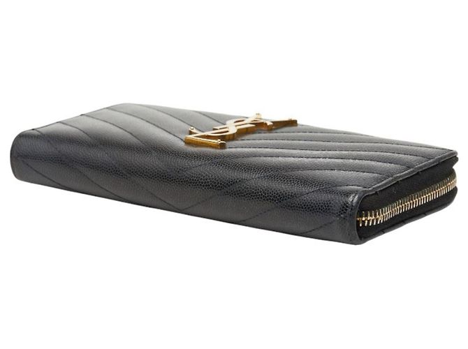 Portafoglio lungo con zip rotonda e logo monogramma YSL Saint Laurent Nero - vista 4