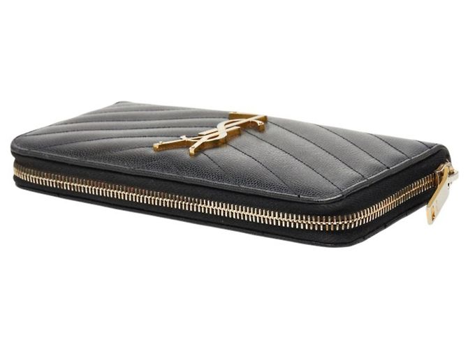 Portafoglio lungo con zip rotonda e logo monogramma YSL Saint Laurent Nero - vista 5