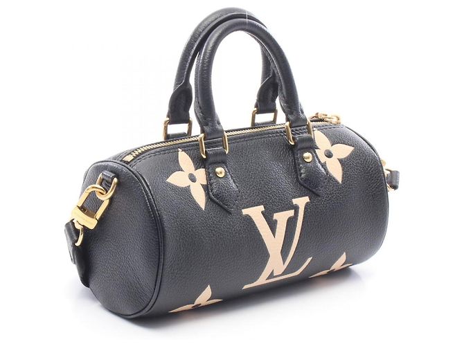 Borsa Louis Vuitton Papillon BB Bicolor Monogram Empreinte Nero Beige - vista 2